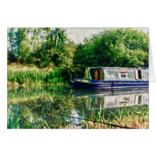 Narrow boat on the River Nene card