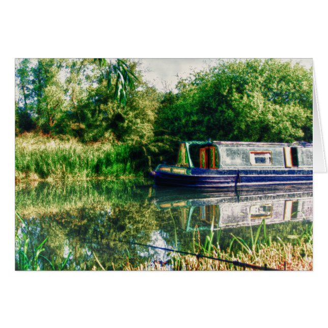 Narrow boat on the River Nene card (Front Horizontal)
