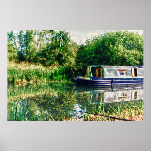 Narrow boat on the River Nene Print (Front)