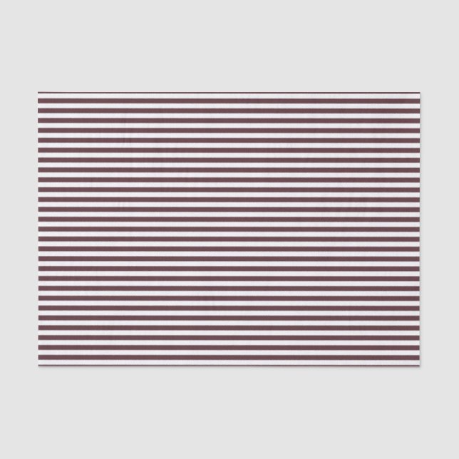 Narrow Burnt Burgundy and White Striped Pattern Tissue Paper (Front)