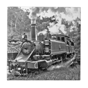 Narrow Gauge Steam Train Puffing Engine Ceramic Tile