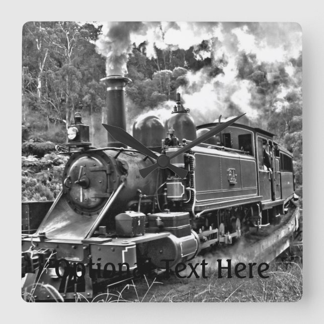 Narrow Gauge Steam Train Puffing Engine Square Wall Clock (Front)