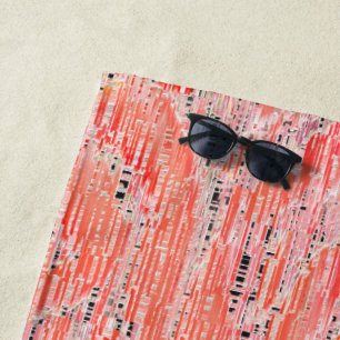 Narrow salmon and peach mosaic effect beach towel