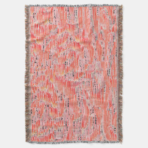 Narrow salmon and peach mosaic effect throw blanket