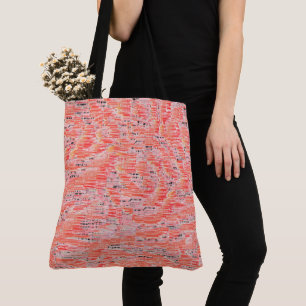 Narrow salmon and peach mosaic effect tote bag