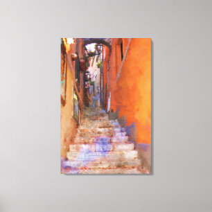 Narrow Steps Taormina Sicily Italy Street Painting Canvas Print