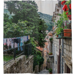 Narrow stone street in Dubrovnik Shower Curtain