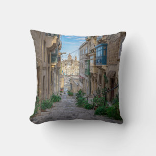 Narrow stone street in Malta Cushion