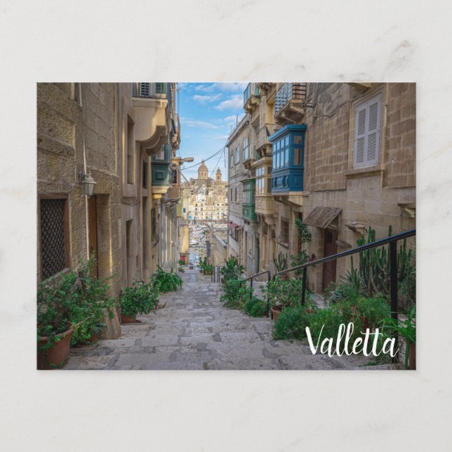 Narrow stone street in Malta Postcard (Front)
