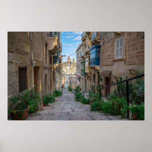 Narrow stone street in Malta Poster
