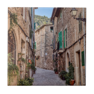 Narrow street in Valldemossa village - Mallorca Ceramic Tile