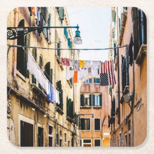 Narrow street in Venice Square Paper Coaster