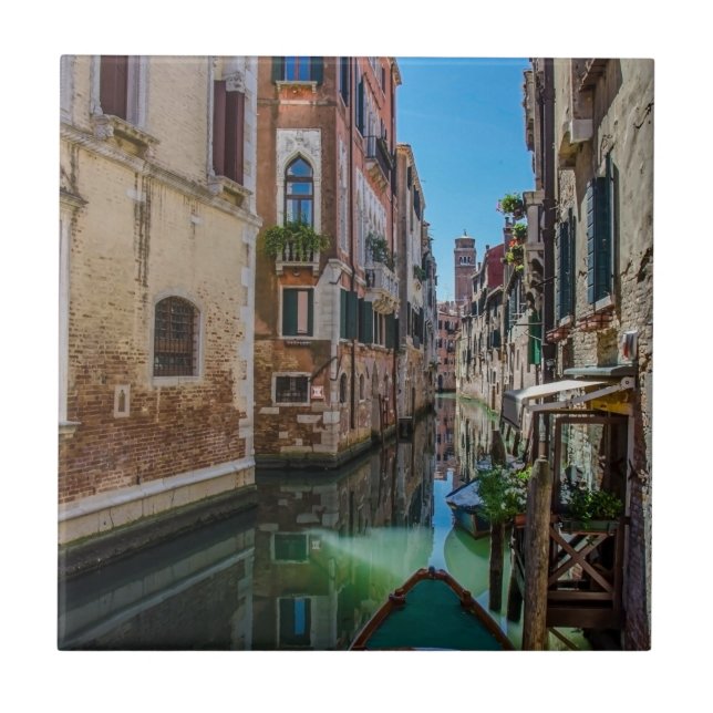Narrow street with canal in Venice Ceramic Tile (Front)