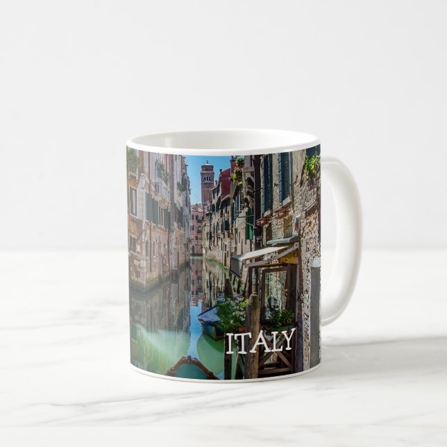 Narrow street with canal in Venice Coffee Mug (Front Right)