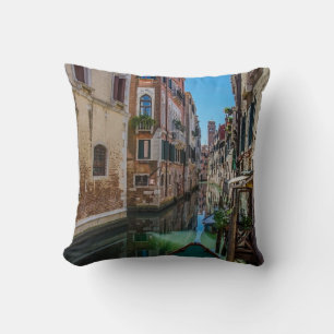 Narrow street with canal in Venice Cushion