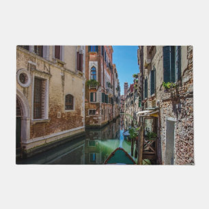 Narrow street with canal in Venice Doormat