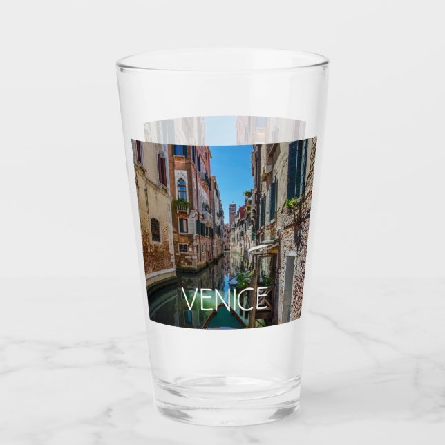 Narrow street with canal in Venice Glass (Front)