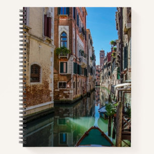 Narrow street with canal in Venice Notebook