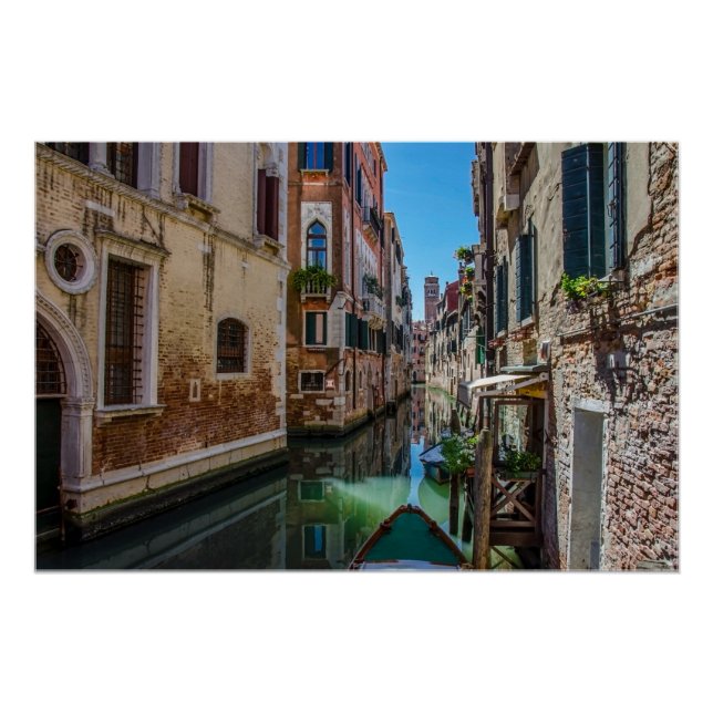 Narrow street with canal in Venice Poster (Front)