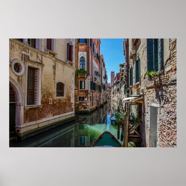 Narrow street with canal in Venice Poster (Front)
