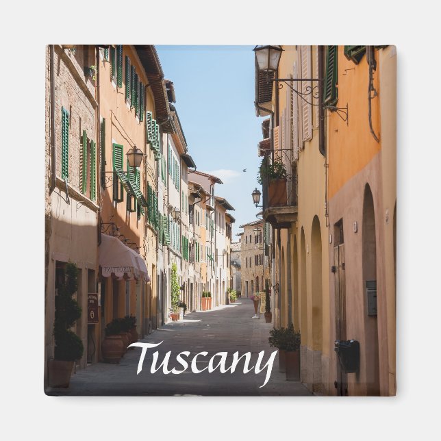 Narrow street with old facades in tuscany village magnet (Front)