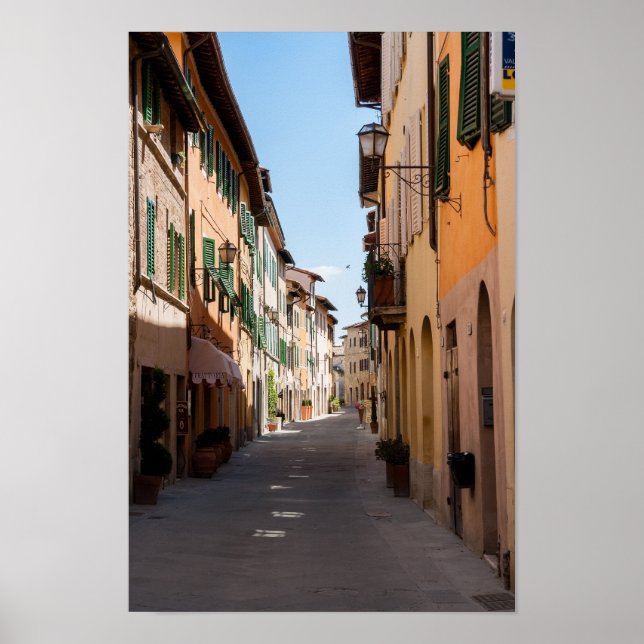 Narrow street with old facades in tuscany village poster (Front)