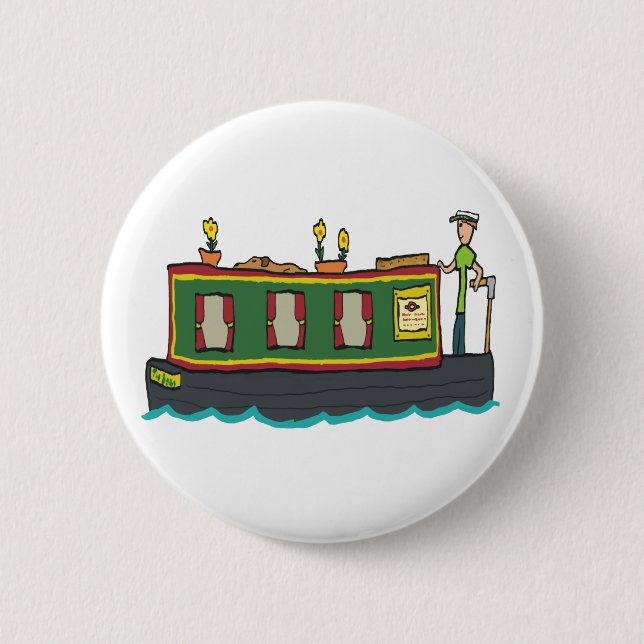 Narrowboat 6 Cm Round Badge (Front)