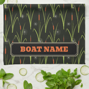 Narrowboat Canal Boat Barge Name Personalised Tea Towel