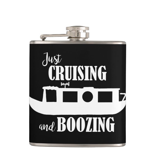Narrowboat Canal Boat Drinking Quote Hip Flask (Front)