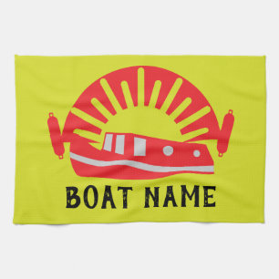 Narrowboat Canal Boat Living Doormat Tea Towel