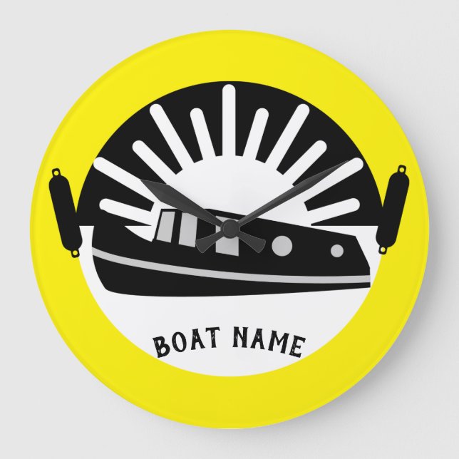 Narrowboat Canal Boat Living Doormat Travel Mug Tr Large Clock (Front)