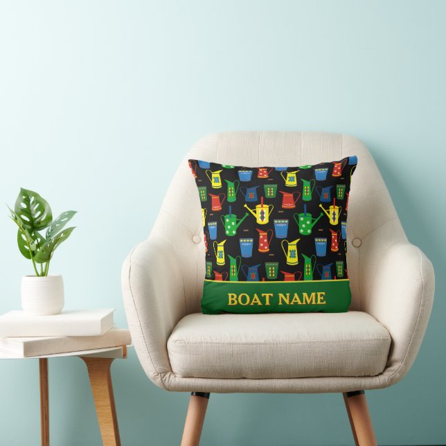 Narrowboat Canal Boat Name Patterned Cushion (Chair)