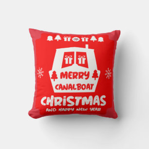 Narrowboat Canal Christmas Xmas Gifts Cushion