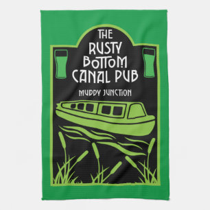 Narrowboat Canal Pubs Tea Towel