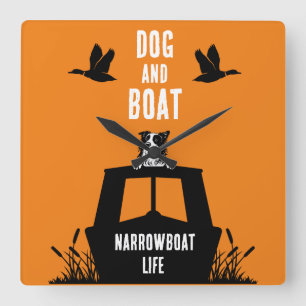 Narrowboat Canalboat Dog Lovers Square Wall Clock