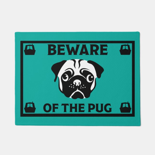 Narrowboat Canalboat Pug Dog Door Mat (Front)