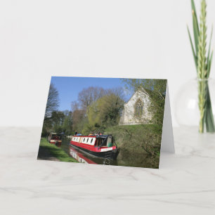Narrowboat & Church On Oxford Canal Greeting Card