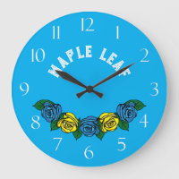 Narrowboat Folk Art Blue Roses Large Clock