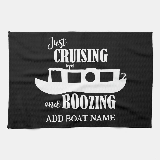 Narrowboat Funny Drinking Quote Galley Tea Towel (Horizontal)