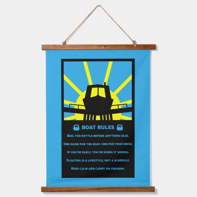 Narrowboat Funny Rules Hanging Tapestry (Front)