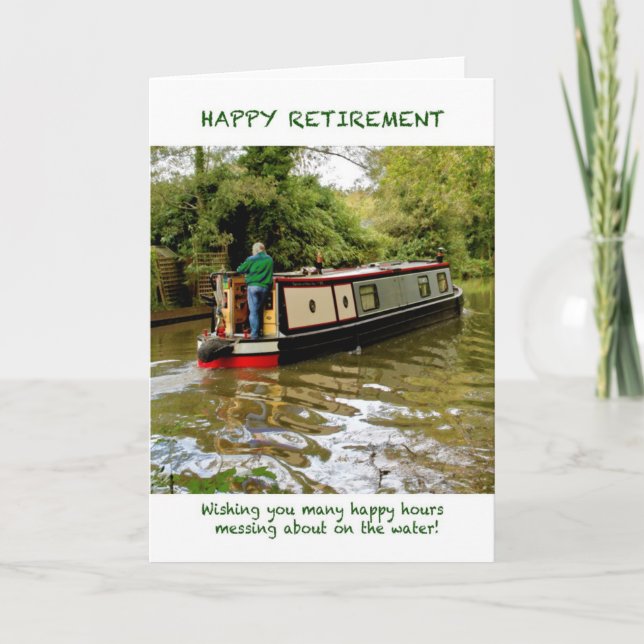 Narrowboat Happy Retirement Card (Front)