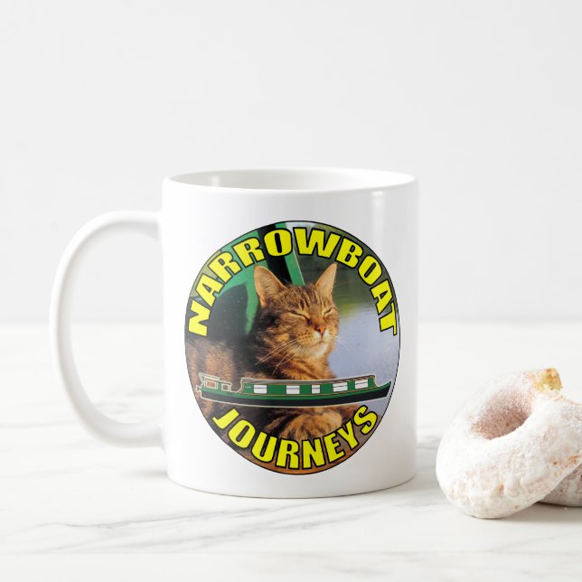 Narrowboat Journeys Mug. Coffee Mug (With Donut)