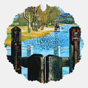 NARROWBOAT LOCK TREE DECORATION CARD