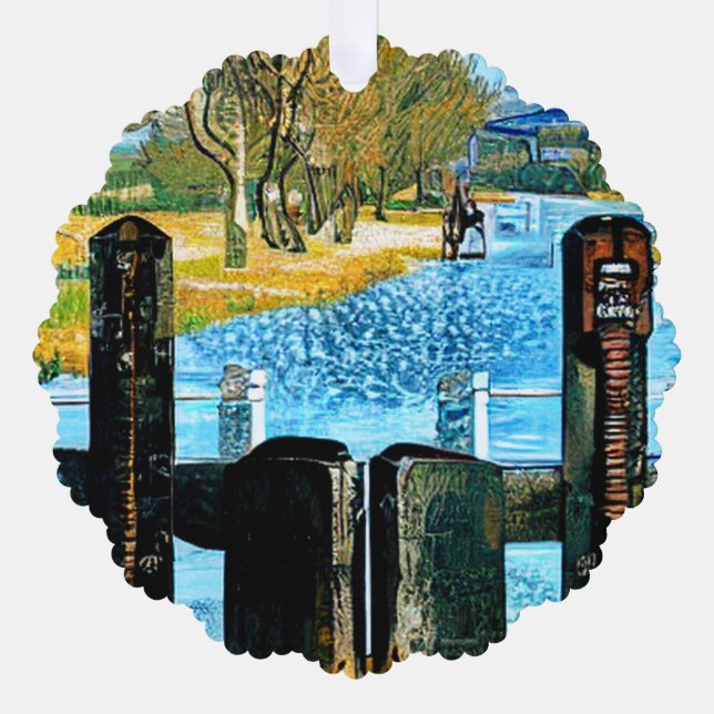 NARROWBOAT LOCK TREE DECORATION CARD (Front)