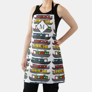Narrowboat Owner Canal Boats Patterned Monogram Apron