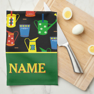 Narrowboat Patterned Canal Boat Name Tea Towel