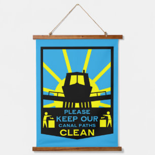 Narrowboat Stickers And Signs Hanging Tapestry