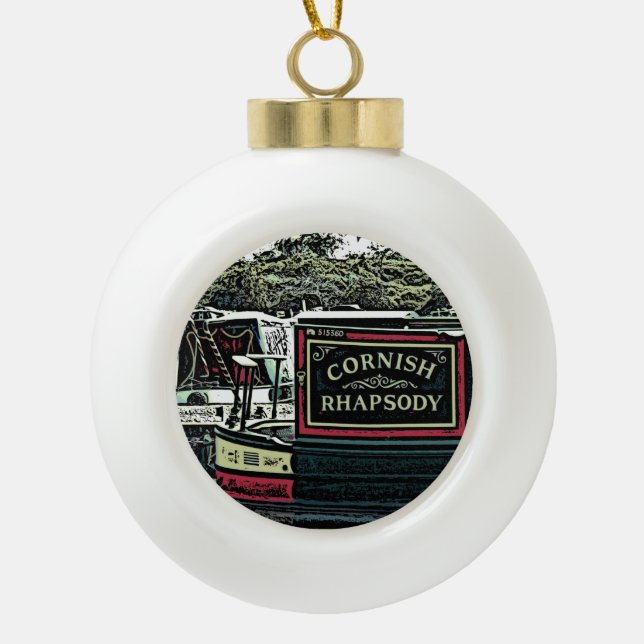 NARROWBOATS   CERAMIC BALL CHRISTMAS ORNAMENT (Front)