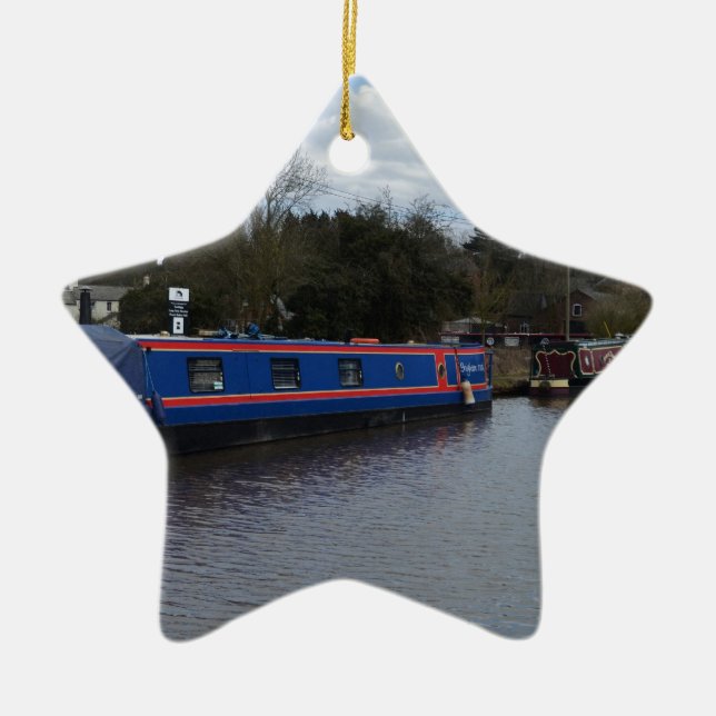 Narrowboats Ceramic Tree Decoration (Front)