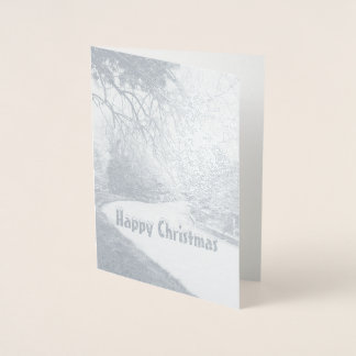 Narrowboats in the snow. foil card